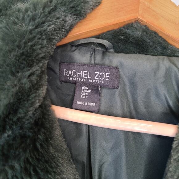 Rachel Zoe Women's Green Teddy Bear Coat Size Small Fluffy Jacket - Picture 2 of 11
